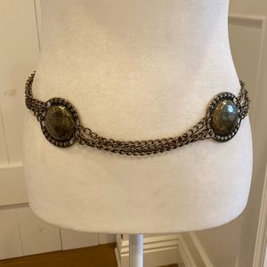 Vintage antique bronze metal 90s western Concho statement drape jewelry belt